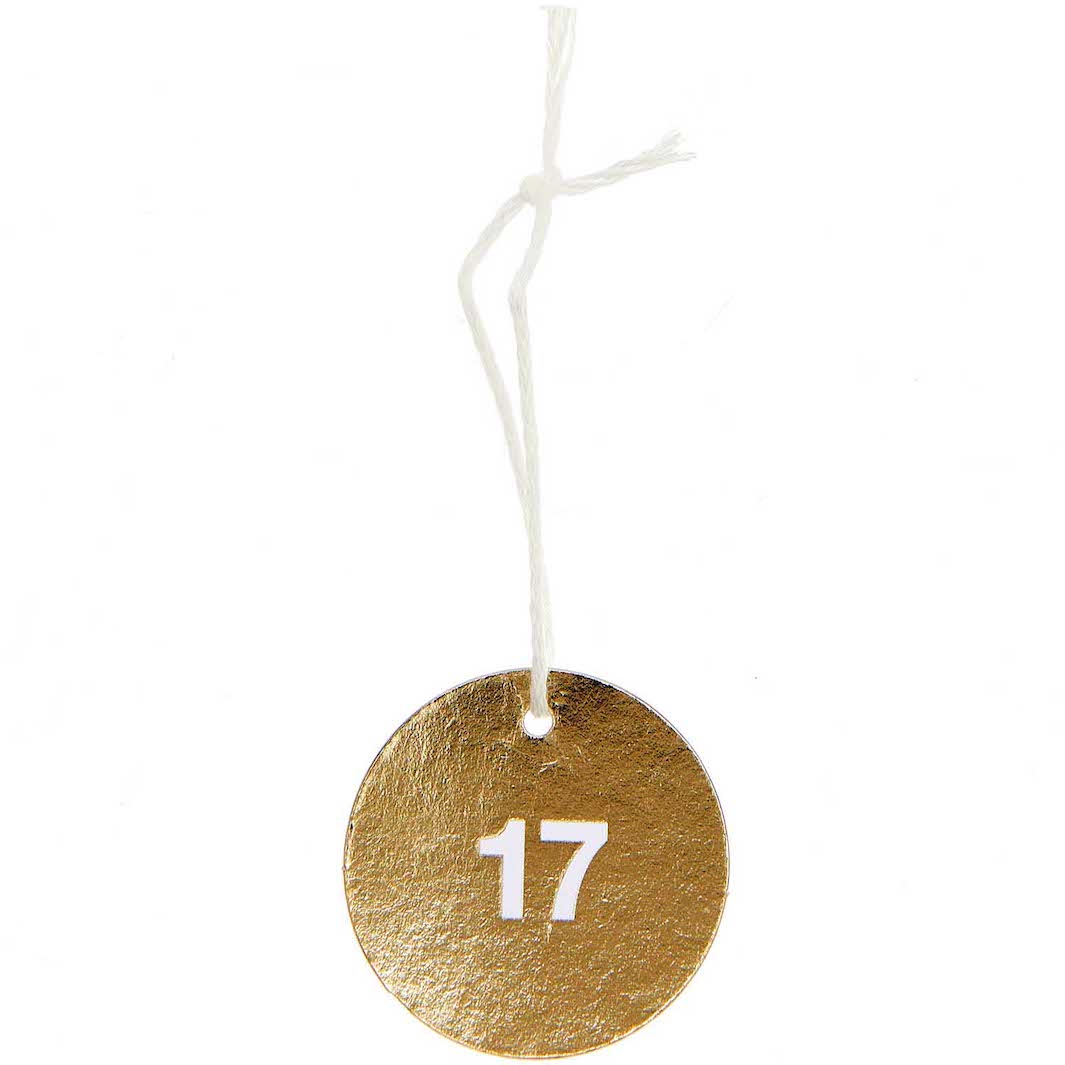 Lot de 24 Étiquettes Rondes en Papier - Calendrier de l'Avent - Or