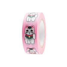 Ruban Adhésif Décoratif - Maneki Neko - Rose, Blanc, Noir, Rouge et Vert