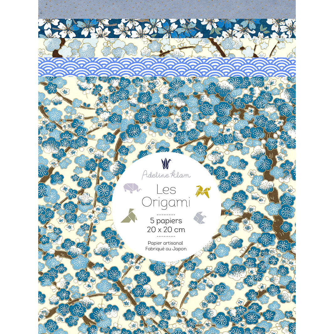 5 Papiers Origami - 20 x 20 cm - Myosotis - 20D