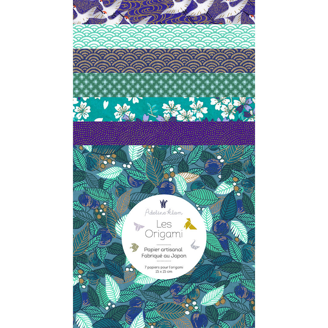 Kit Guirlande de Grues en origami - Bleu, Vert d'Eau, Violet et Blanc - Paon - Z4