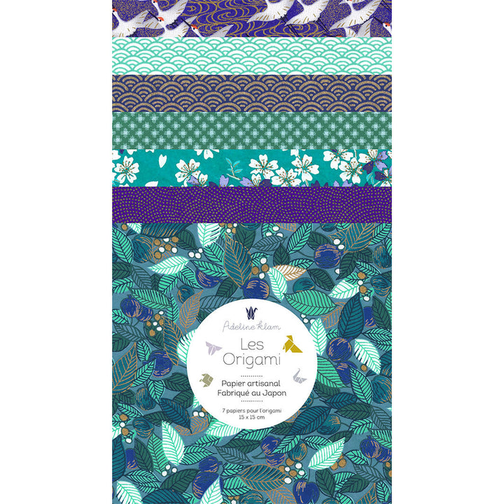 Kit Guirlande de Grues en origami - Bleu, Vert d'Eau, Violet et Blanc - Paon - Z4