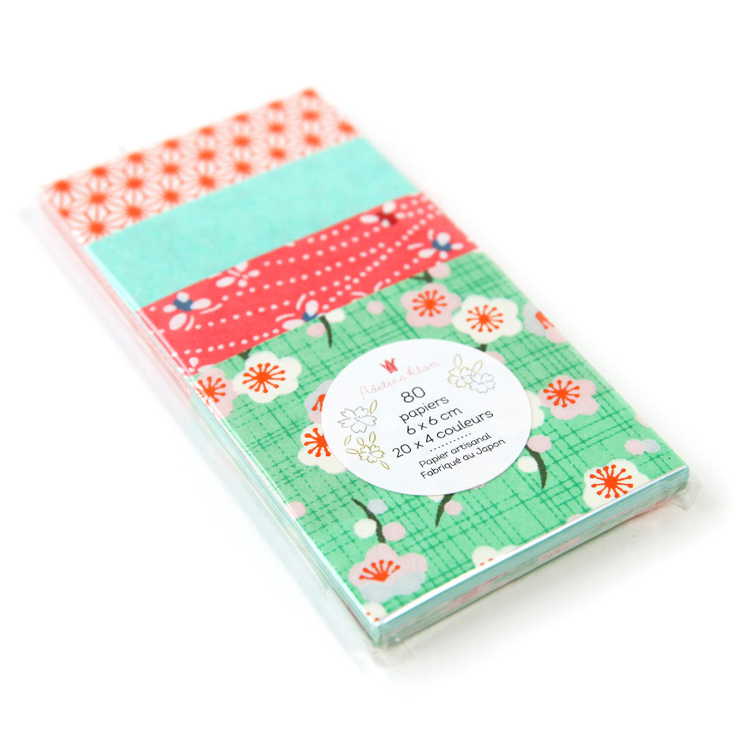 80 Papiers Origami - 6 x 6 cm - Orange et Vert