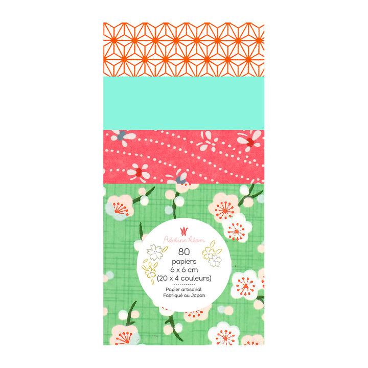 80 Papiers Origami - 6 x 6 cm - Orange et Vert