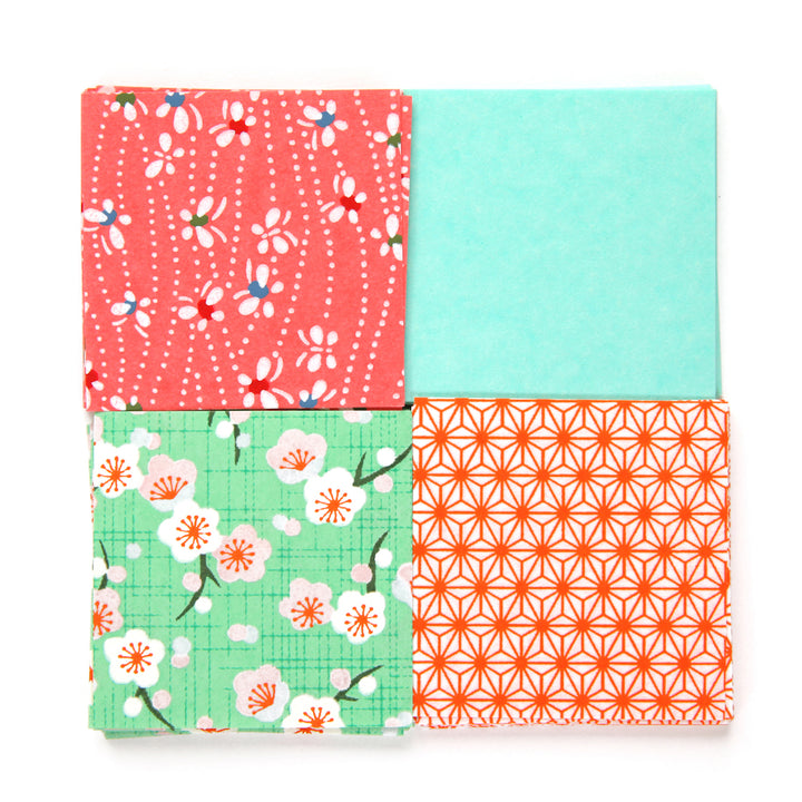 80 Papiers Origami - 6 x 6 cm - Orange et Vert