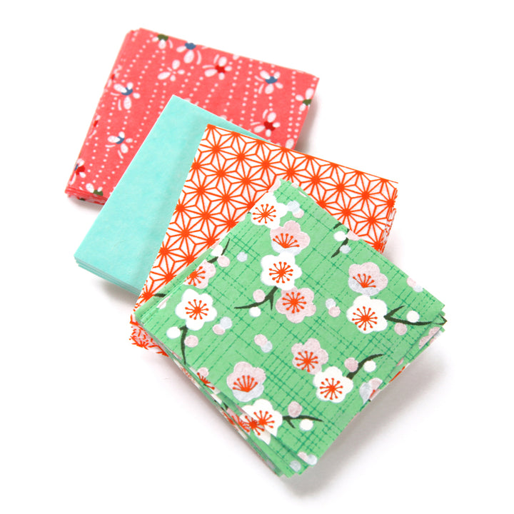 80 Papiers Origami - 6 x 6 cm - Orange et Vert