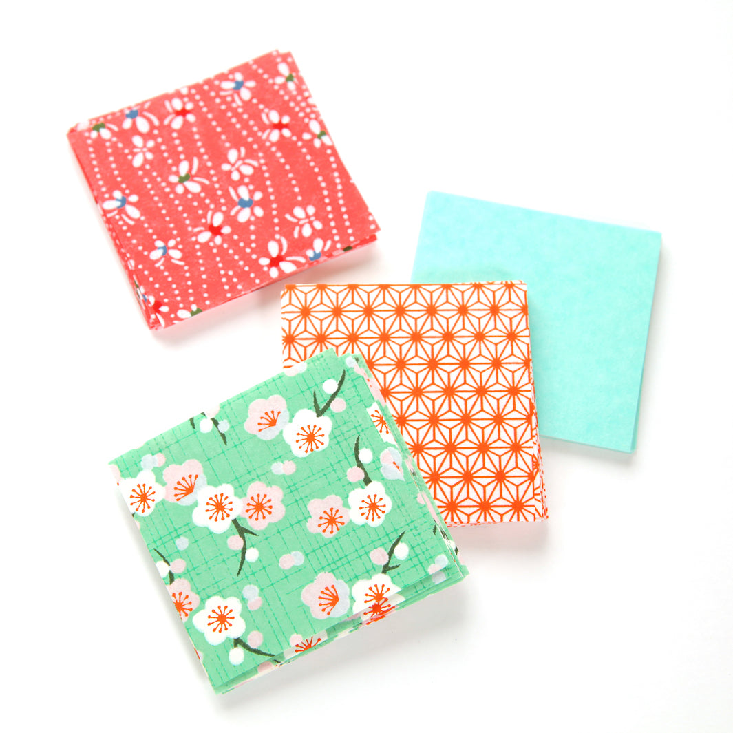 80 Papiers Origami - 6 x 6 cm - Orange et Vert