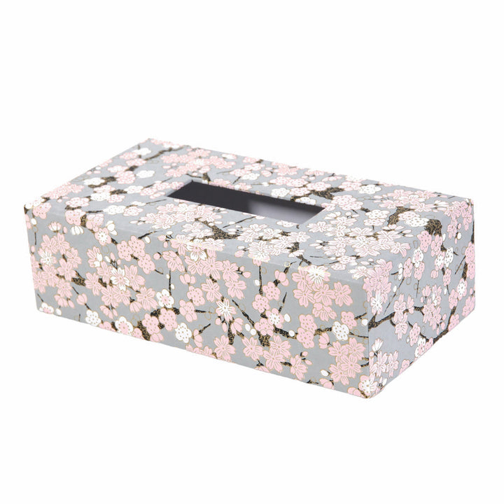 Boîte à Mouchoirs - Fleurs de Cerisier et Prunier - Gris, Rose, Blanc et Marron Foncé - M360