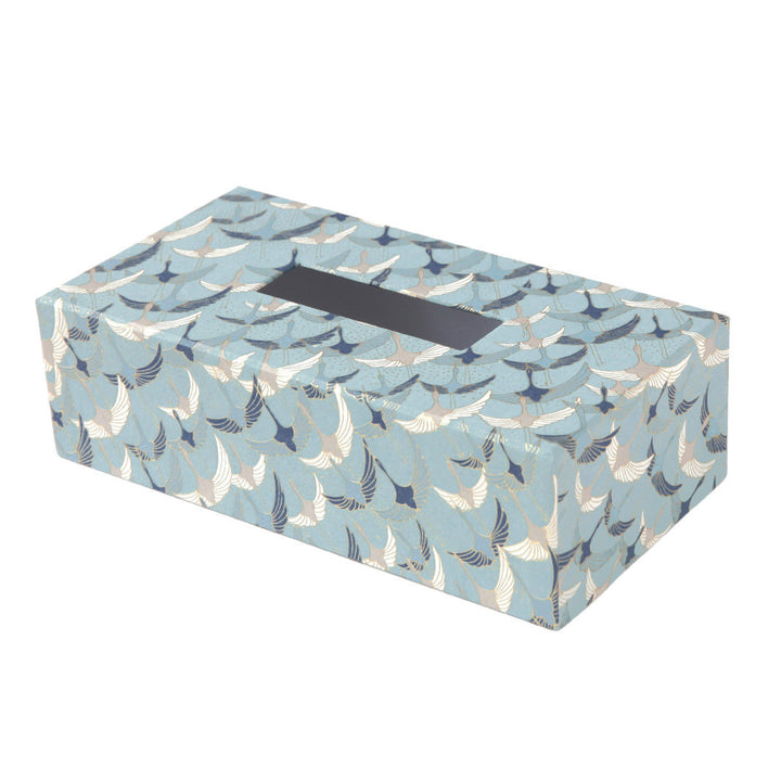 Boîte à Mouchoirs - Envolée de Grues - Bleu, Bleu Foncé et Taupe - M752