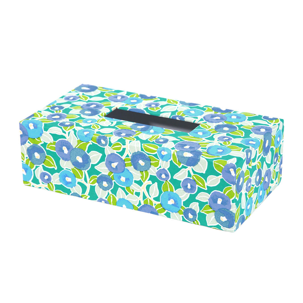 Papier Japonais - Camélias - Vert Clair, Foncé et Menthe, Bleu Moyen et Gris - M798