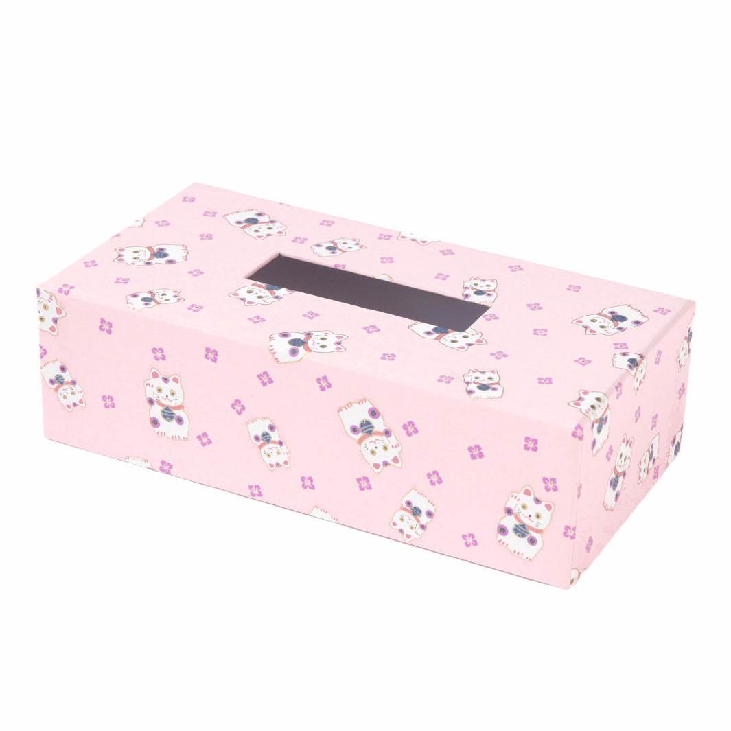 Boîte à Mouchoirs - Maneki Neko - Rose Pâle, Mauve et Bleu Violet - M842