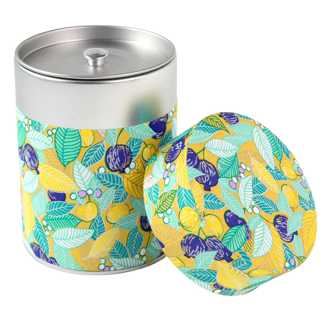 Papier Japonais - Feuilles, Baies et Fruits - Jaune, Bleu Turquoise et Violet - M853