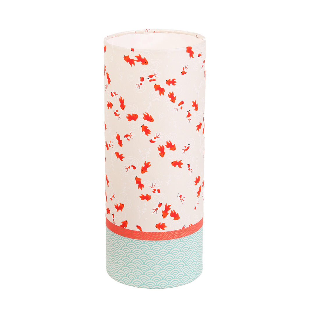 Lampe japonaise à poser - 3 bandes - Poissons, Samekomon et Vagues Inversées - Blanc Nacré, Rouge et Vert d'Eau  - M613, M275 et M674