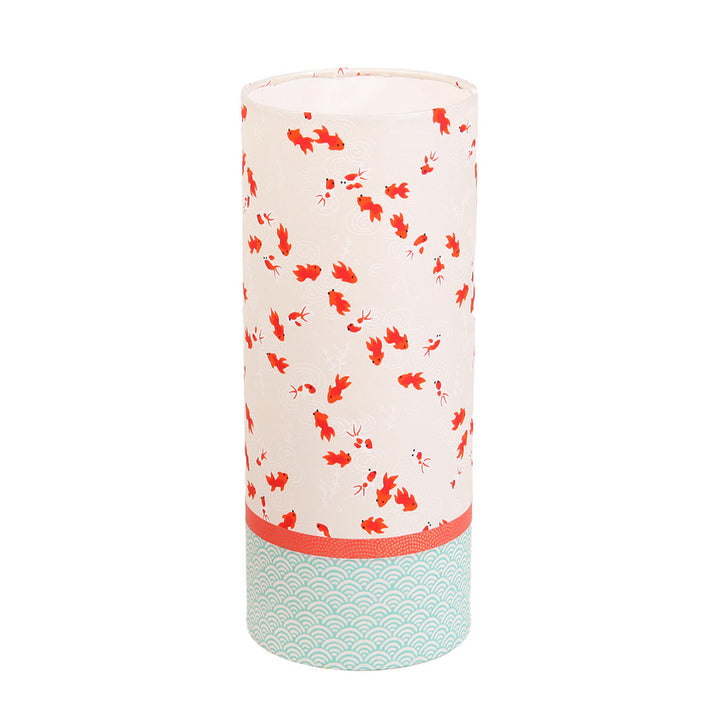 Lampe japonaise à poser - 3 bandes - Poissons, Samekomon et Vagues Inversées - Blanc Nacré, Rouge et Vert d'Eau  - M613, M275 et M674