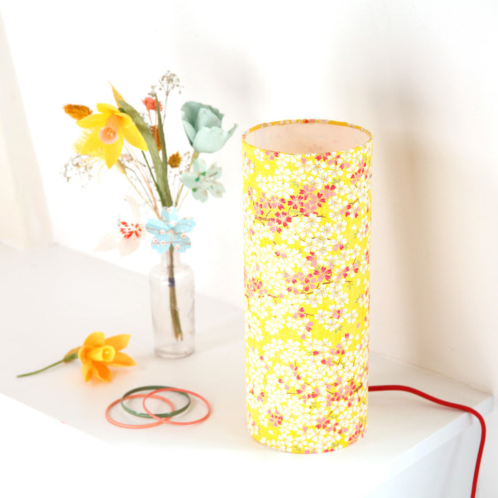 Lampe Japonaise à Poser - Fleurs de Cerisier - Jaune - M364