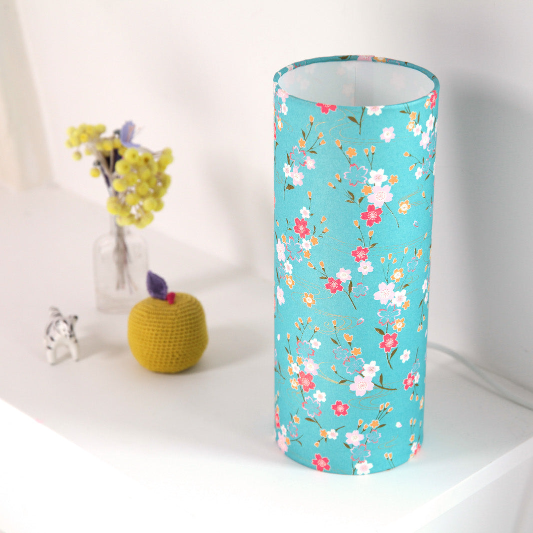 Papier Japonais - Branches de Cerisier et Ondulations - Bleu Turquoise, Rose, Or - M380