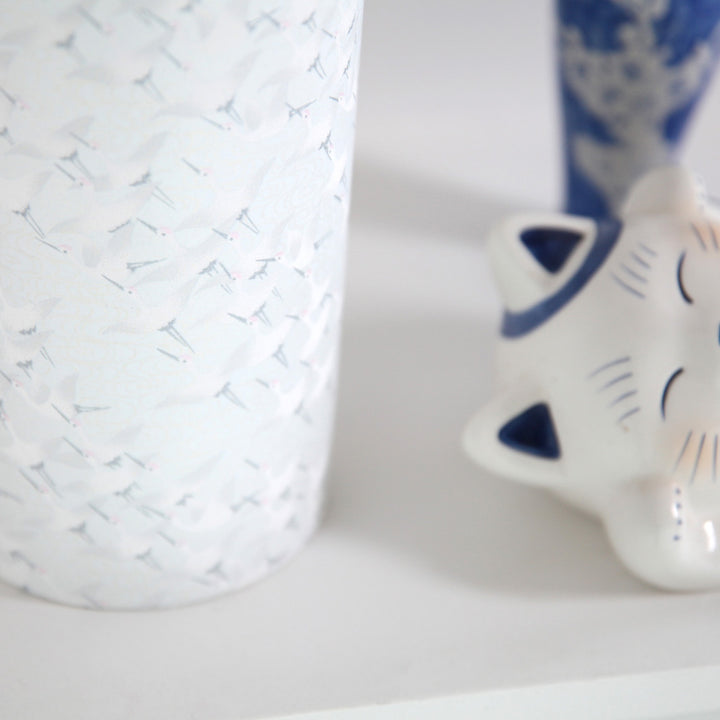 Lampe Japonaise à Poser - Grue - Gris Clair Nacré - M387