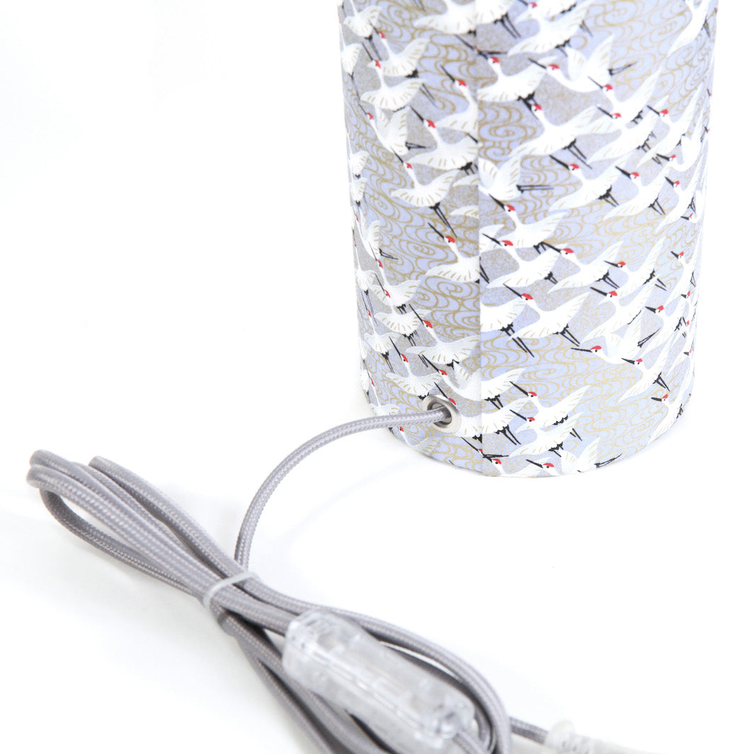 Lampe japonaise à poser - Envolée Grues - Bleu Lavande - M388