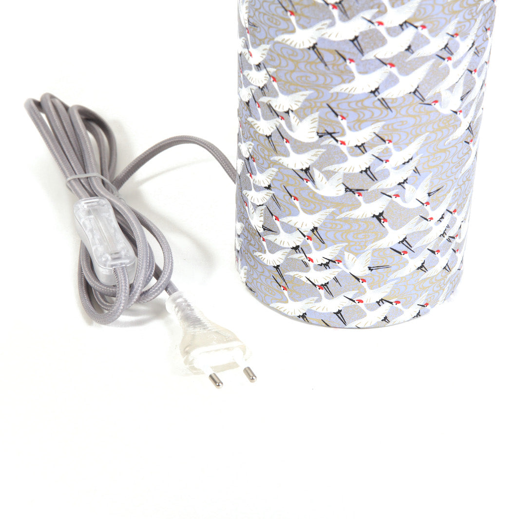 Lampe japonaise à poser - Envolée Grues - Bleu Lavande - M388
