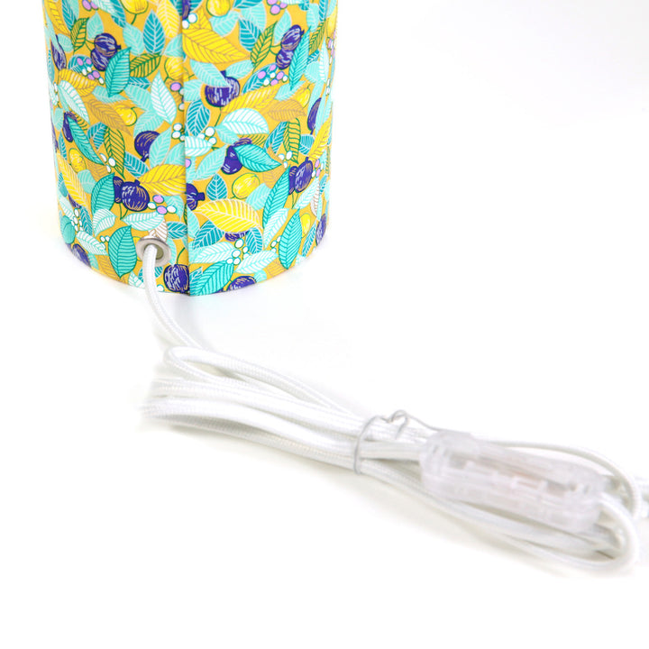 Lampe Japonaise à Poser -  Feuilles, Baies et Fruits - Jaune, Turquoise et Violet - M853