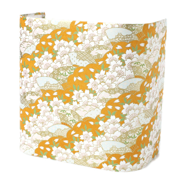 Applique murale japonaise - Fleurs de cerisier et Éventails - Moutarde - M688