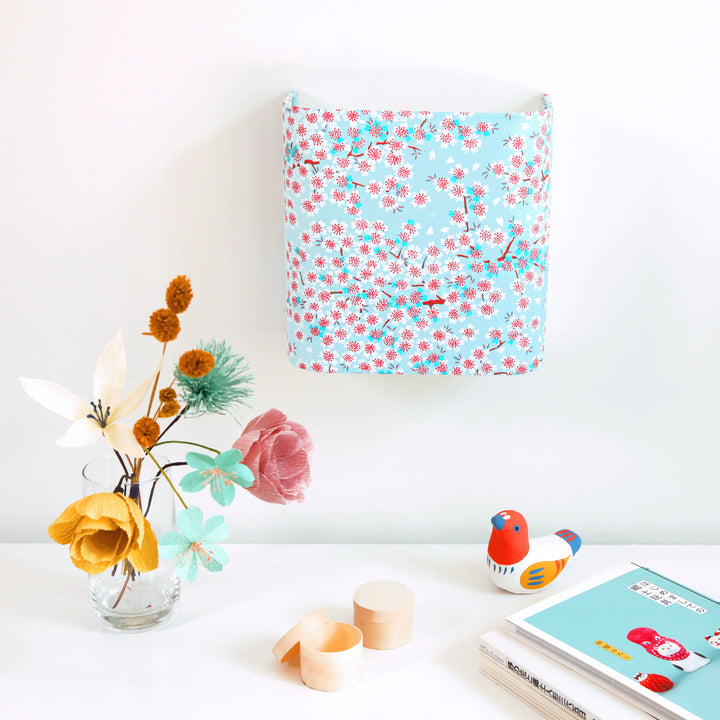 Papier Japonais - Fleurs de Cerisier - Bleu Ciel et Turquoise, Rouge et Blanc - M580