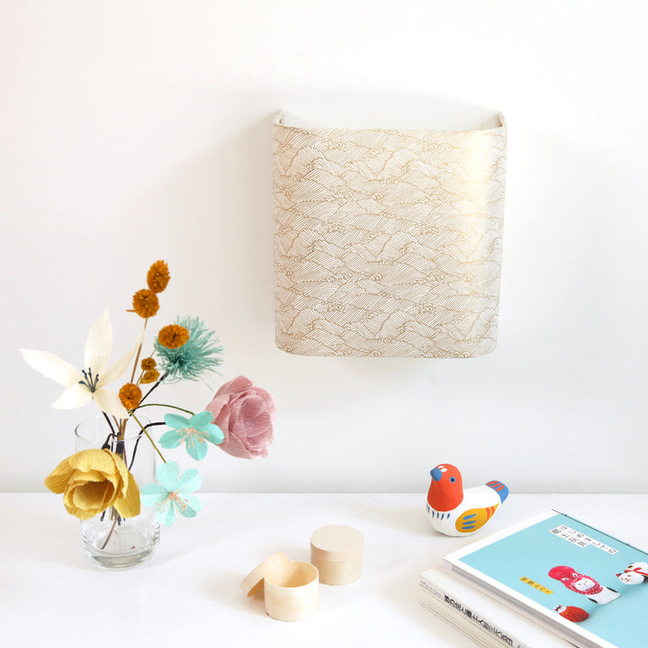 Applique murale japonaise - Océan - Blanc Or - M648