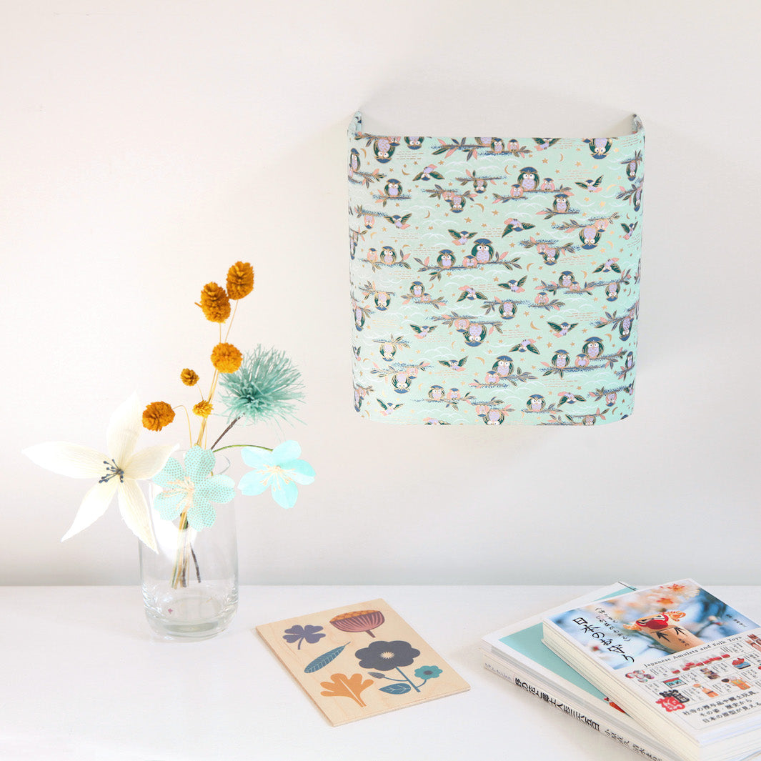 Applique murale japonaise - Hiboux - Vert d'eau - M665