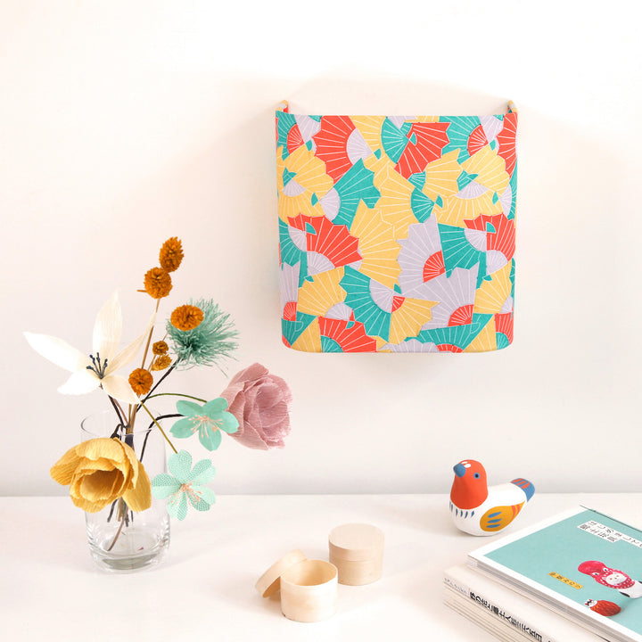 Applique murale japonais - Éventails Graphiques - Jaune, Mauve Pâle, Turquoise et Orange Vif - M881