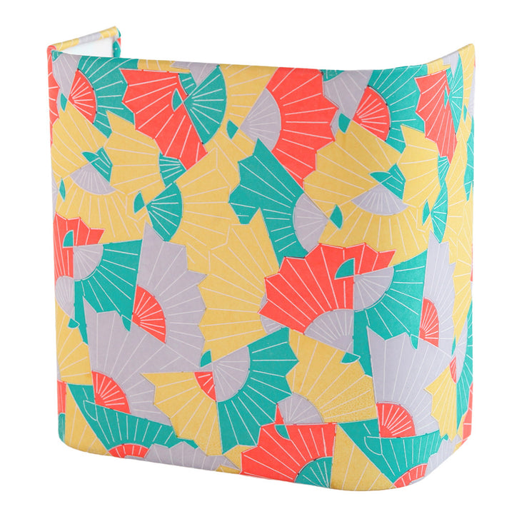 Applique murale japonais - Éventails Graphiques - Jaune, Mauve Pâle, Turquoise et Orange Vif - M881
