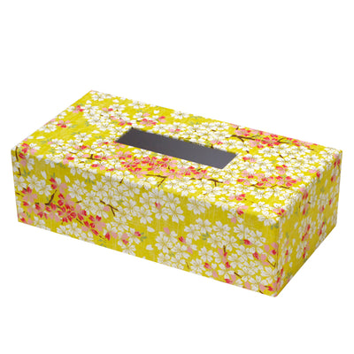Boîte à mouchoirs Fleurs de cerisier fond jaune M364