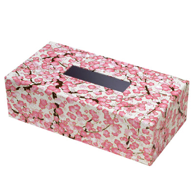 Boîte à mouchoirs Fleurs cerisier rose fond blanc M433