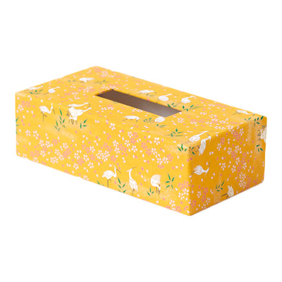 Boîte à mouchoirs Hérons et pétales moutarde M659