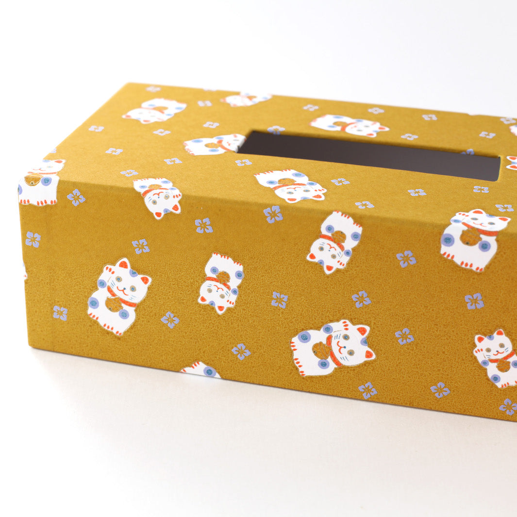 Boîte à mouchoirs - Maneki Neko - Moutarde, Lilas et Corail - M845