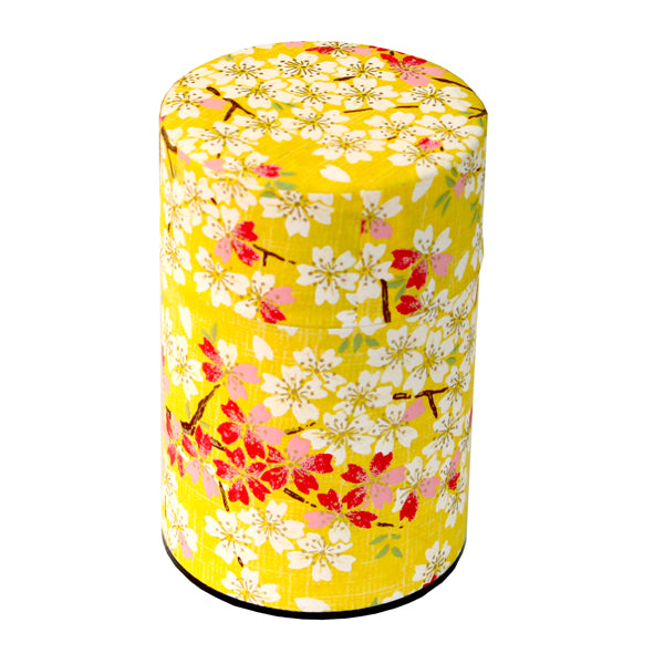 Boîte à thé - Fleurs de cerisier fond jaune - M364