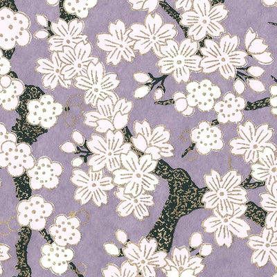 Papier Japonais - Fleurs de cerisiers - Mauve - M359-Papier japonais-AdelineKlam