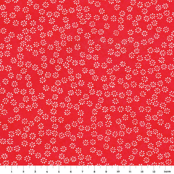 Papier Japonais - Petites fleurs blanches sur fond rouge - M374-Papier japonais-AdelineKlam