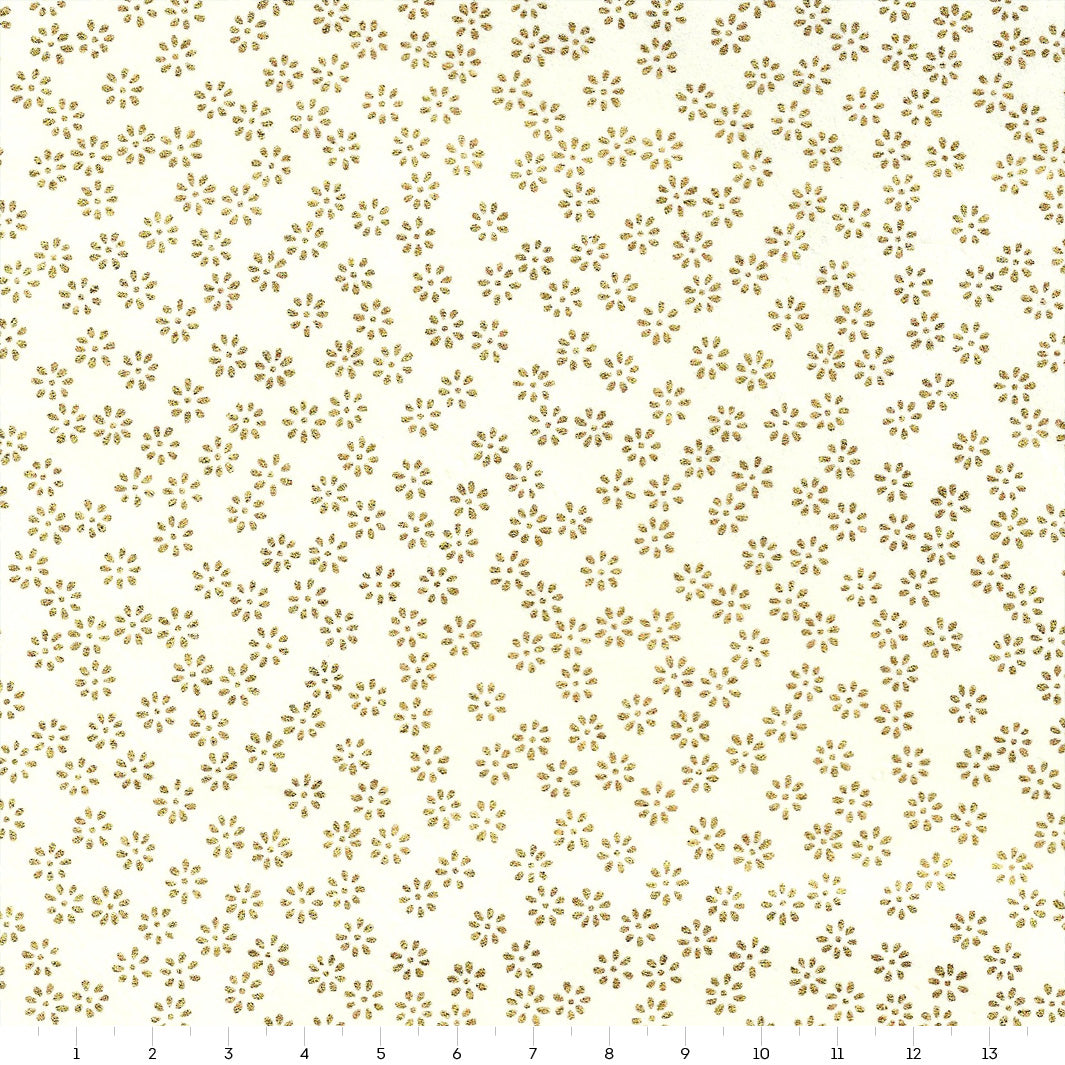 Papier Japonais - Semi de Fleurs - Blanc Crème et Or - M435
