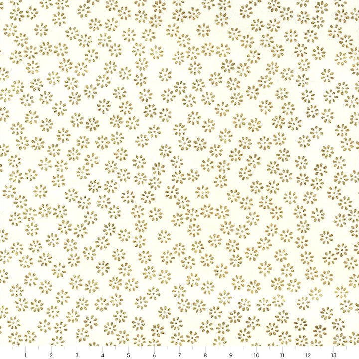 Papier Japonais - Semi de Fleurs - Blanc Crème et Or - M435