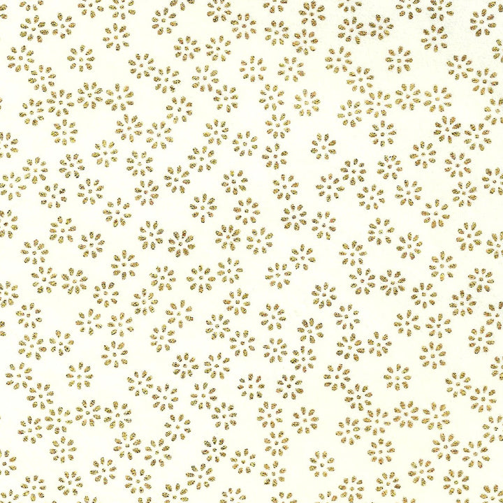 Papier Japonais - Semi de Fleurs - Blanc Crème et Or - M435