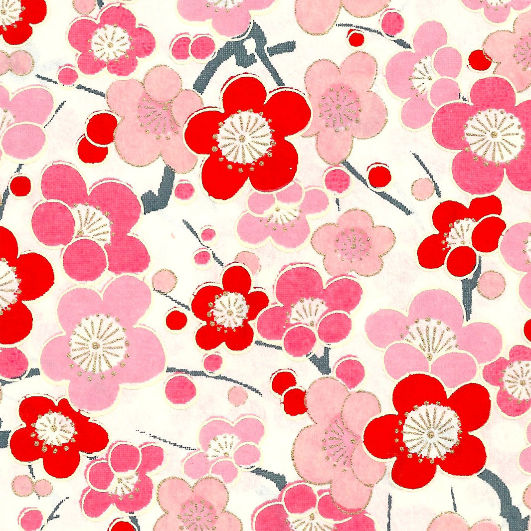 Boîte à mouchoirs - Grandes fleurs de Pruniers - Rouge Rose - M451