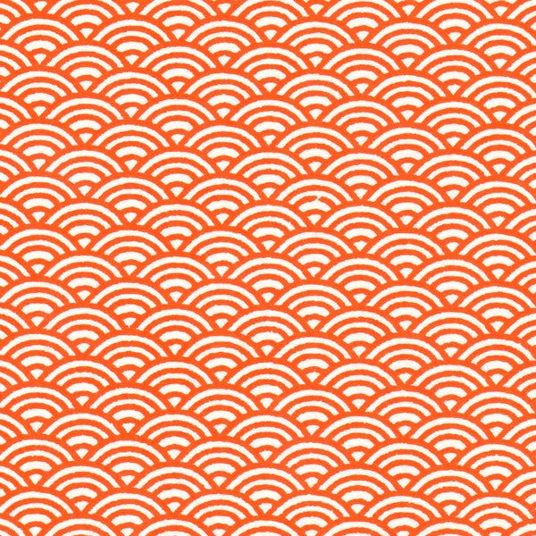 Applique murale japonaise 3 bandes - Grues fond moutarde, Vagues orange - M659 et M476