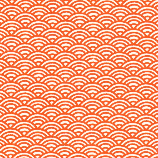 Applique murale japonaise 3 bandes - Camélias Orange et Turquoise, Vagues Orange - M807 et M476