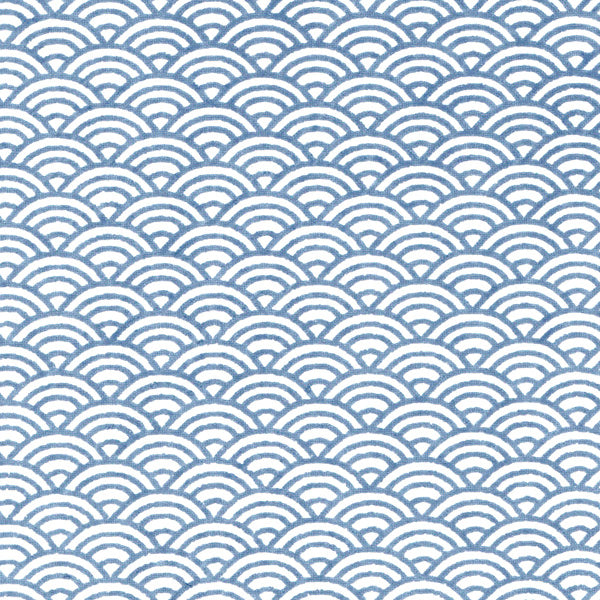 Applique murale japonaise 3 bandes - Grues fond blanc nacré, Vagues bleu gris - M387 et M477