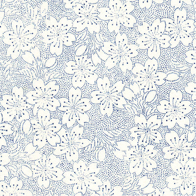 Papier Japonais - Fleurs pointillés - Bleu - M591-Papier japonais-AdelineKlam