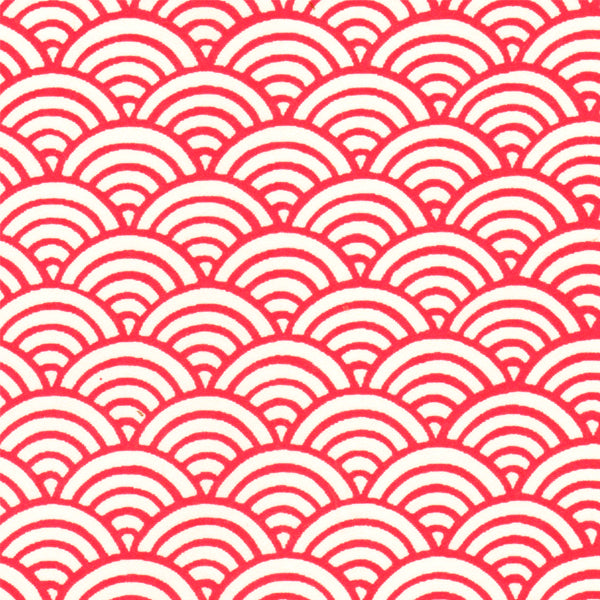 Applique murale japonaise 3 bandes - Vagues rouges, Poissons rouges - M612 et M613
