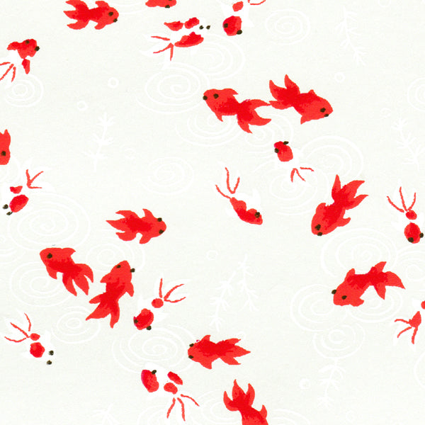 Applique murale japonaise 3 bandes - Vagues rouges, Poissons rouges - M612 et M613