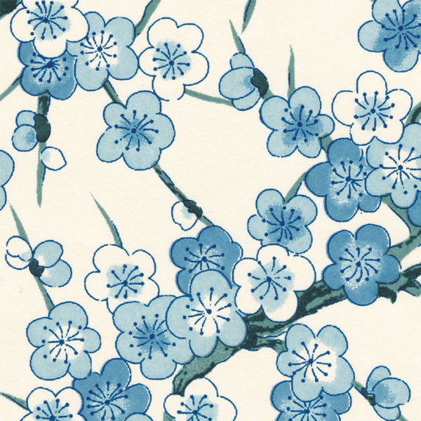 Applique murale japonaises - Grandes fleurs - Bleu Crème - M645