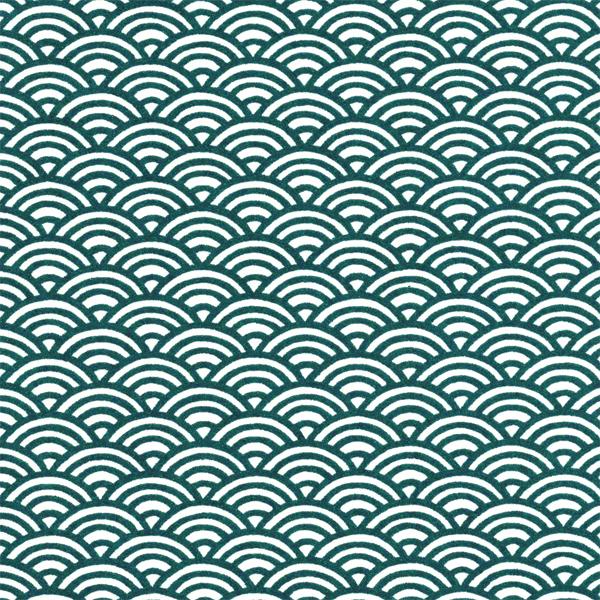 Applique murale japonaise 3 bandes - Envolée de Grues Bleues Canard, Fond Vert d'eau & Vagues Bleues Canard - M827 et M651