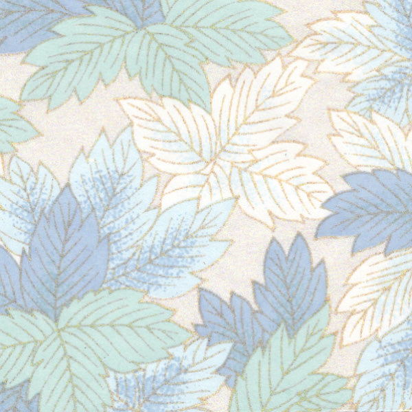 Applique murale japonaise - Feuillages - Vert d'eau, Bleu clair et foncé - M680