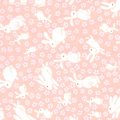 Papier Japonais - Lapins - Rose pâle - M702-Papier japonais-AdelineKlam
